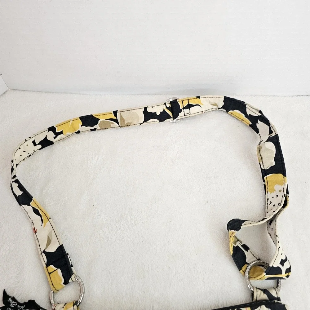 Vera Bradley Dogwood On The Go Hipster Crossbody Purse Bag Black Yellow White